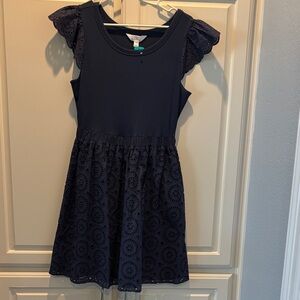 Market & Spruce Navy Eyelet Flutter-Sleeve Casual Dress